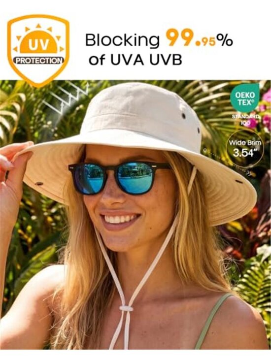Sun Hats for Women Ponytail UV Protection Beach Summer Hat Wide Brim main image 4